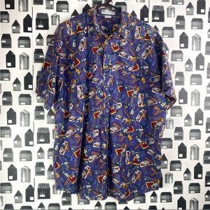 VINTAGE Columbia, men’s fishing, print, casual button-down shirt